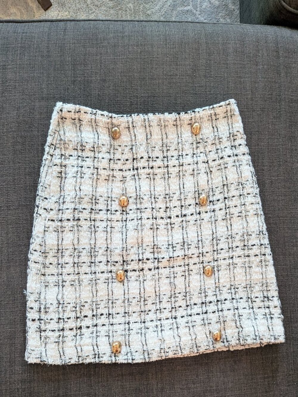 Cupshe small white plaid tweed skirt
